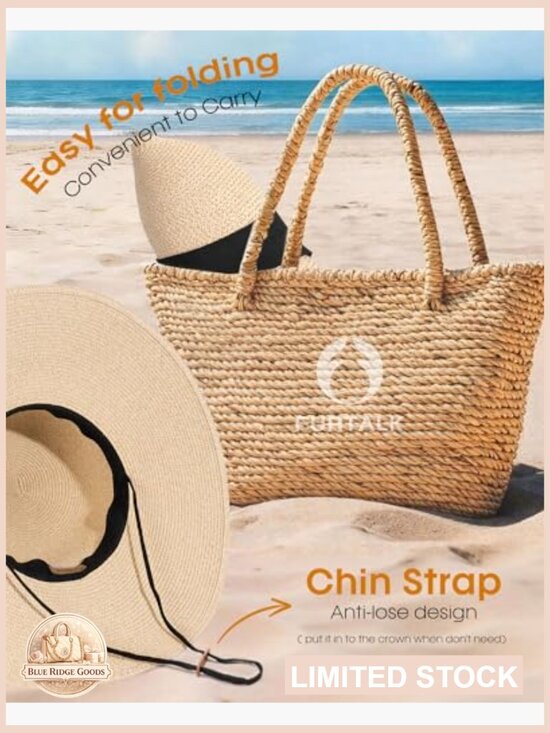 Wide Brim Straw Sun Hat Floppy UPF 50+ Foldable Packable Beach Waterproof main image 5